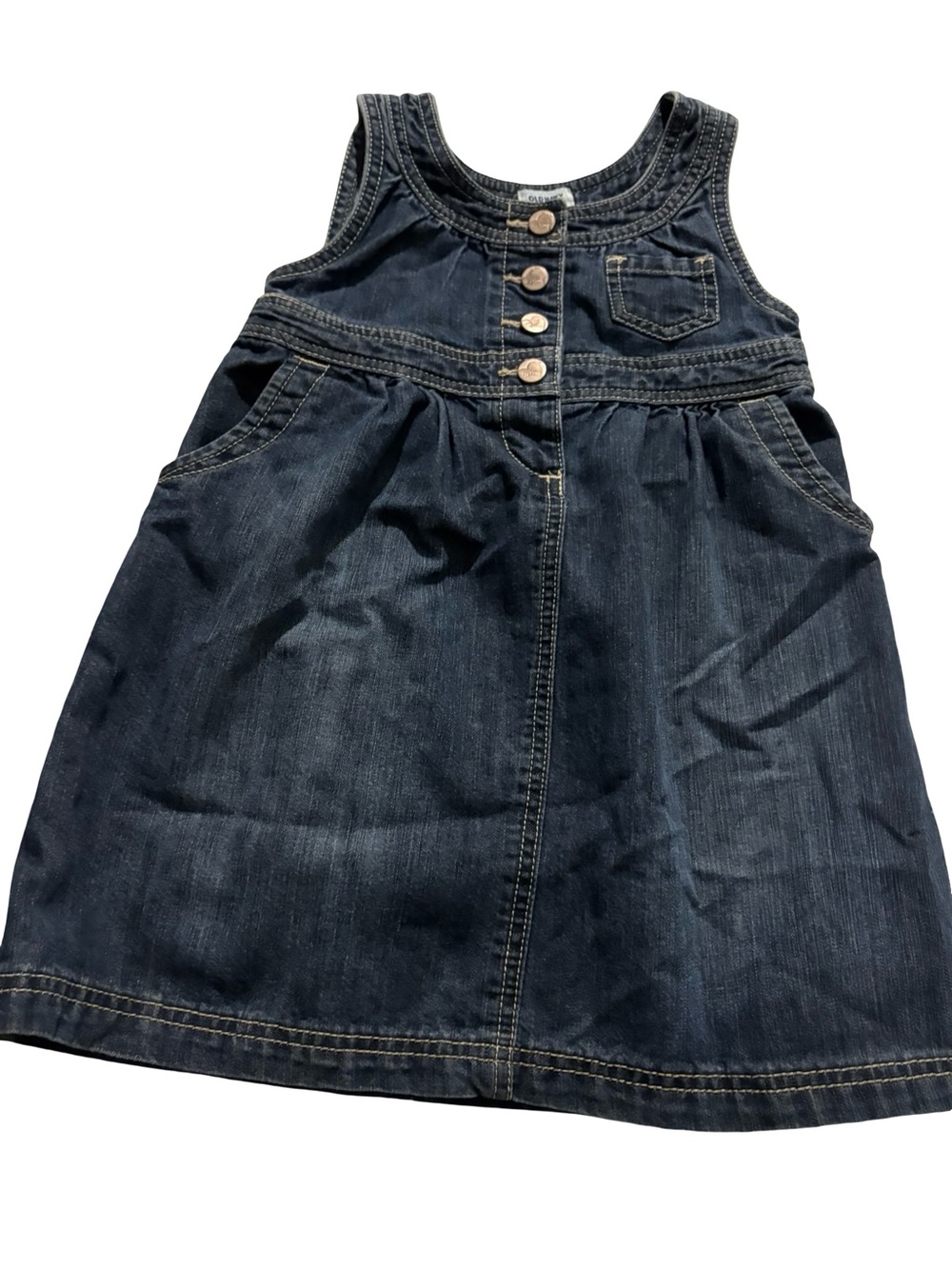 Old Navy Navy Denim Button-Front Pinafore Dress